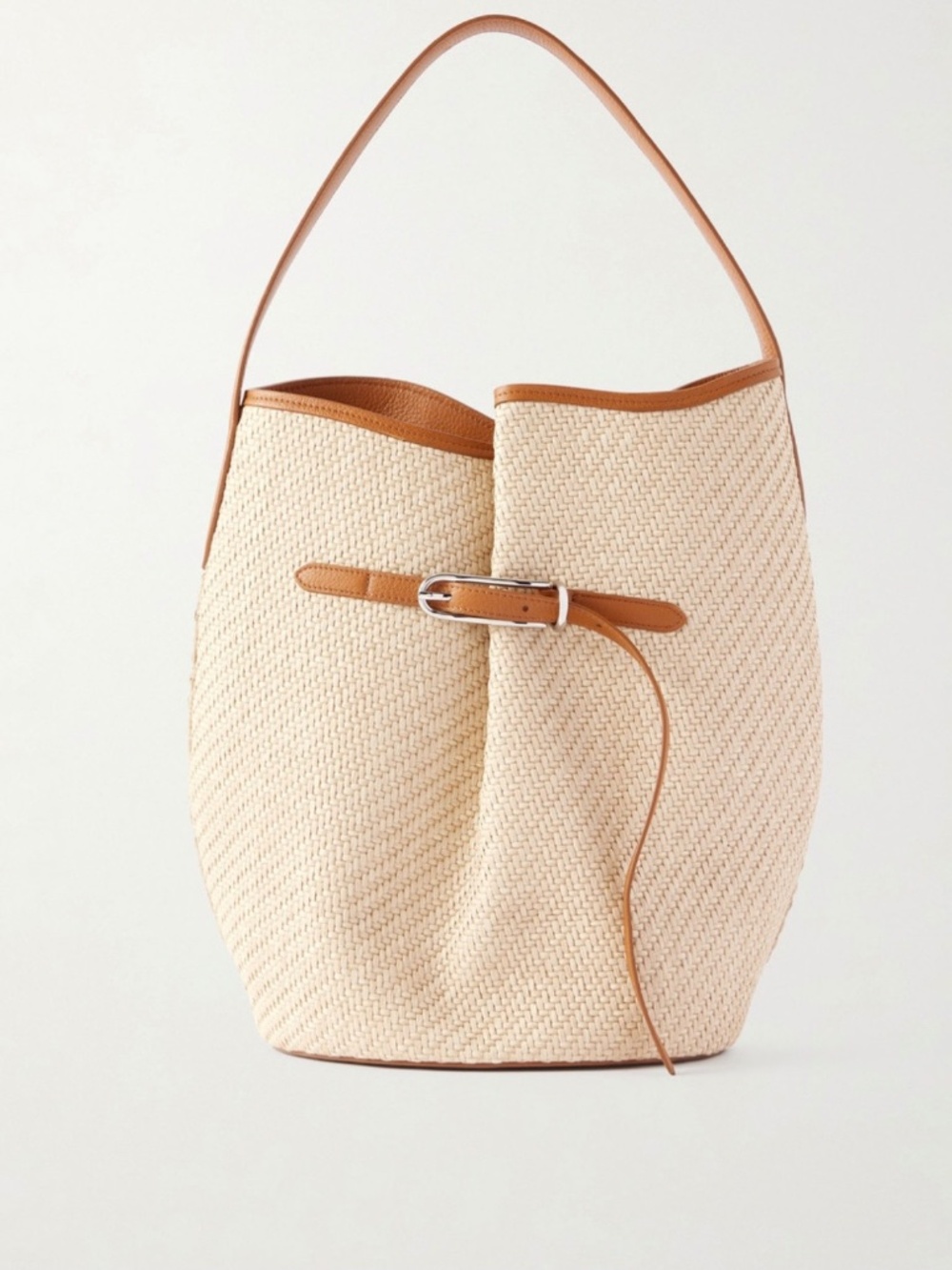 Liffner Leather and Rafia Bucket Bag. NEW